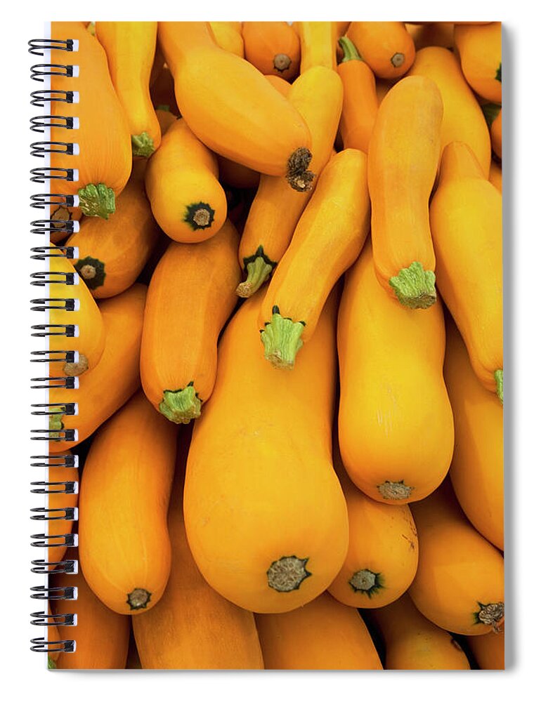 Gourd Spiral Notebook featuring the photograph Basket Of Yellow Zucchini by Fotog