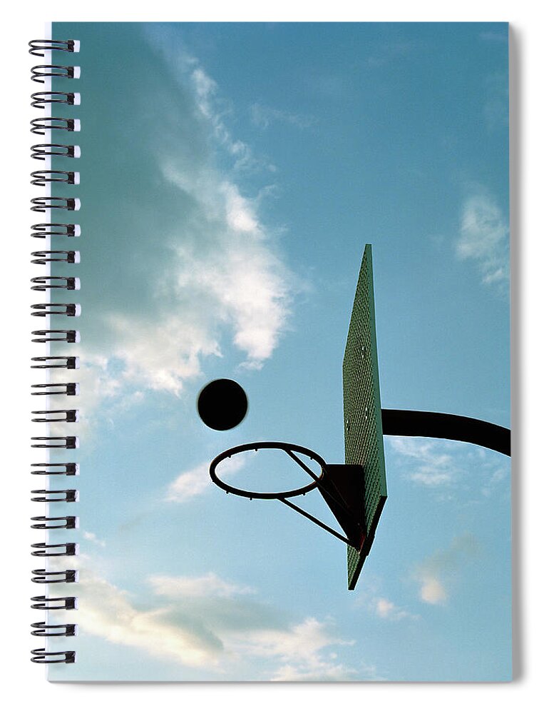Outdoors Spiral Notebook featuring the photograph Basketball Hoop And Ball by Chris Windsor