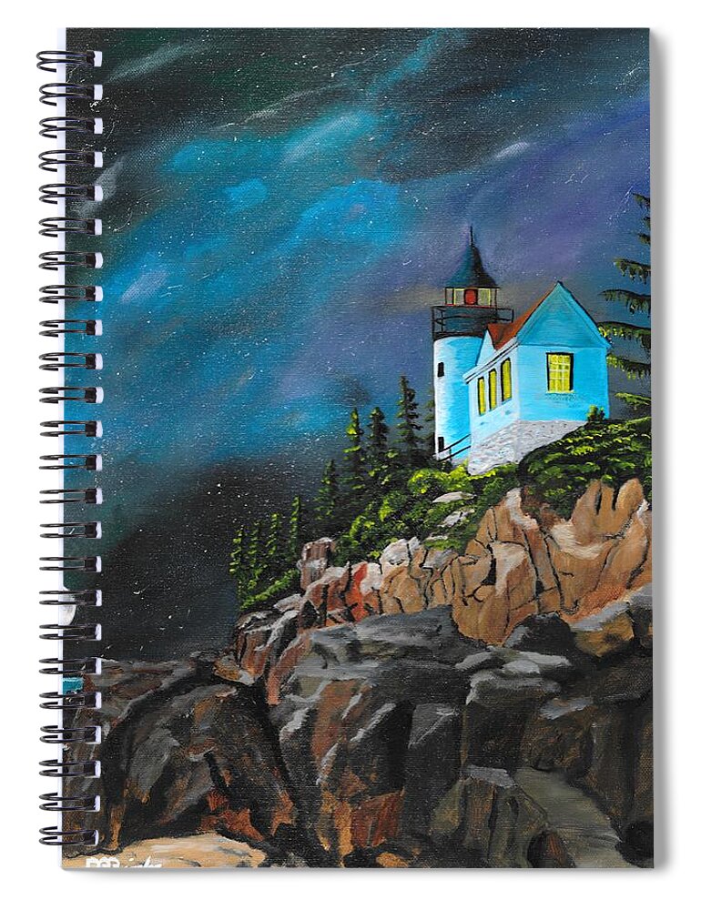 Light House Spiral Notebook featuring the painting Bass Harbour by David Bigelow