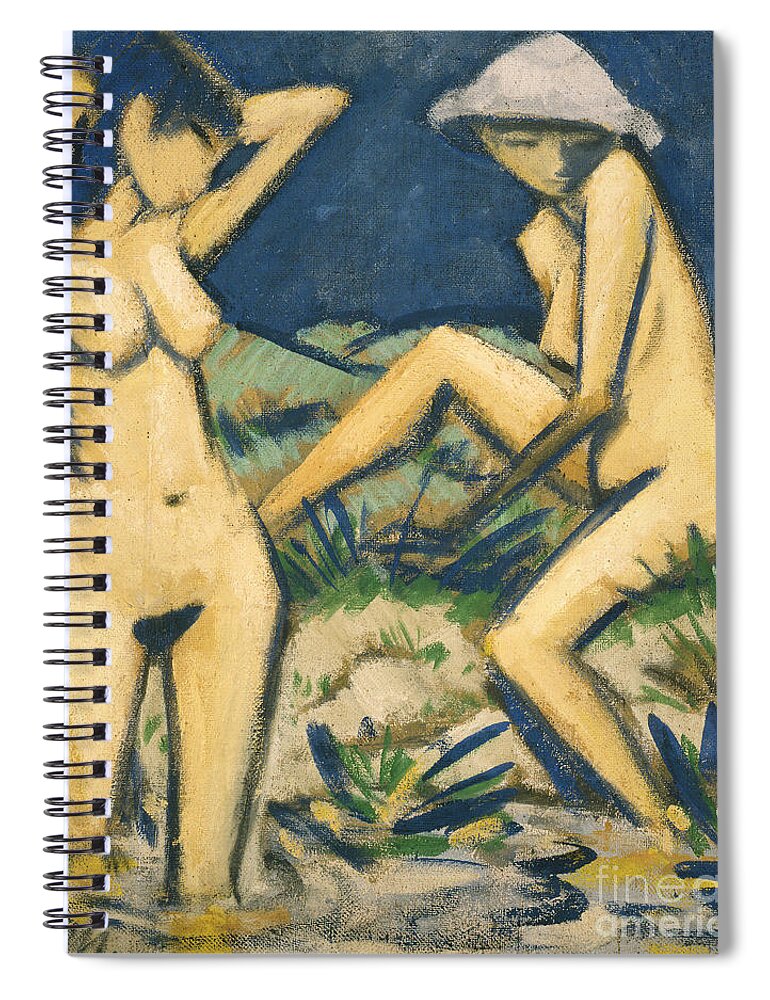 Otto Spiral Notebook featuring the painting Bathers, Circa 1920 by Otto Muller Or Mueller