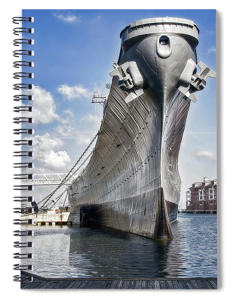Navy Spiral Notebook featuring the photograph Battleship USS Wisconsin BB64 by Tom Mc Nemar