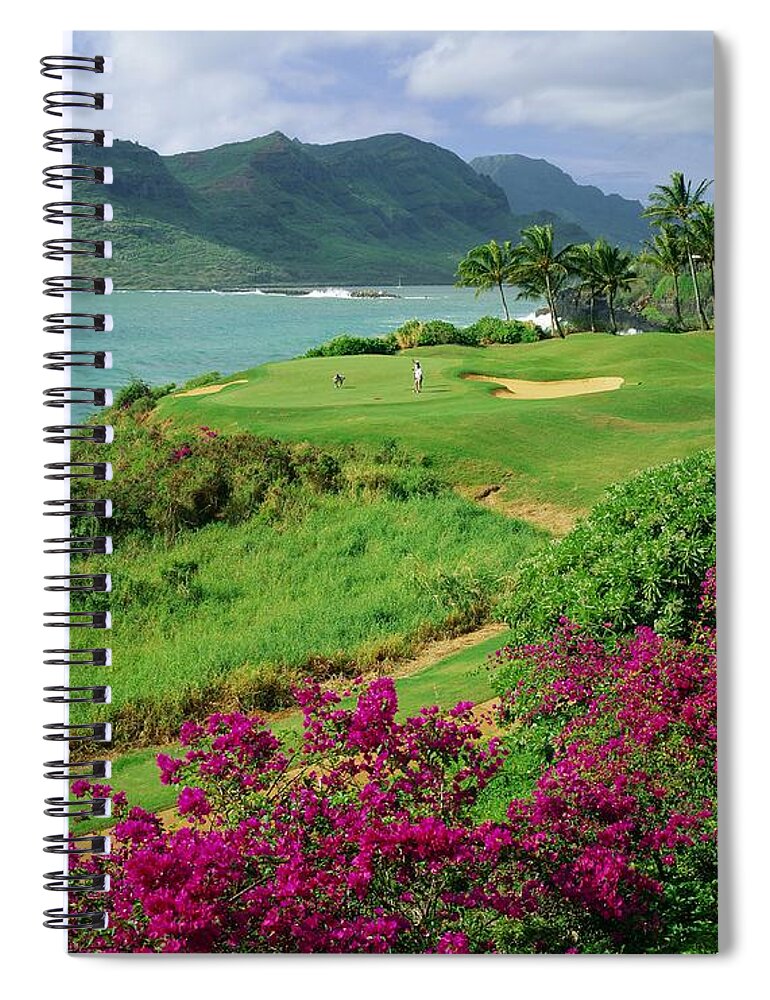 Estock Spiral Notebook featuring the digital art Bay & Golf Course by Giovanni Simeone