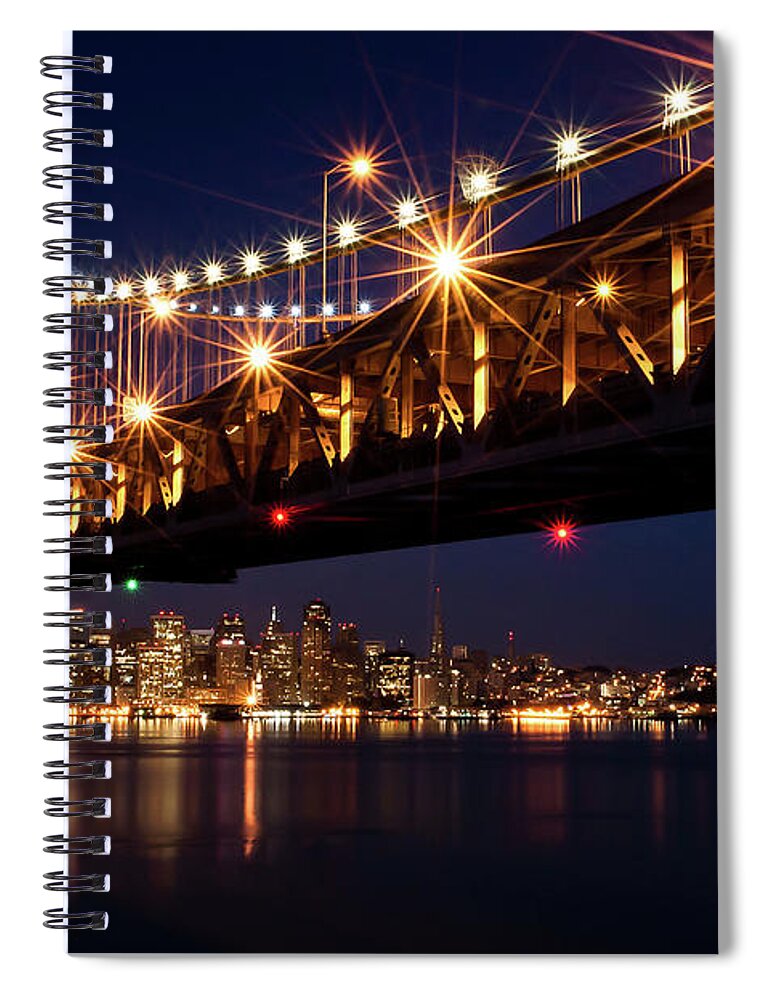San Francisco Spiral Notebook featuring the photograph Bay Bridge In Front Of San Francisco by Blue Hour Photography