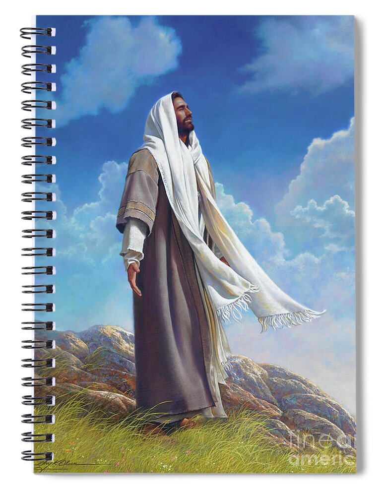 Jesus Spiral Notebook featuring the painting Be Still by Greg Olsen