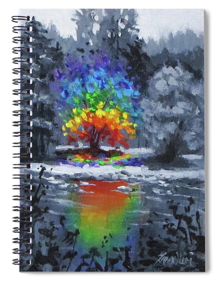 Rainbow Spiral Notebook featuring the painting Be You by Karen Ilari