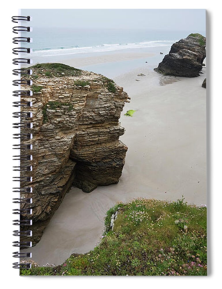 Geology Spiral Notebook featuring the photograph Beach At The Cathedrals, Galicia by Franz Aberham
