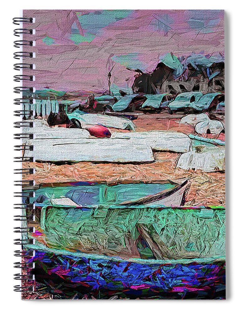 Beach Spiral Notebook featuring the photograph Beach Boats Cars by Jack Torcello
