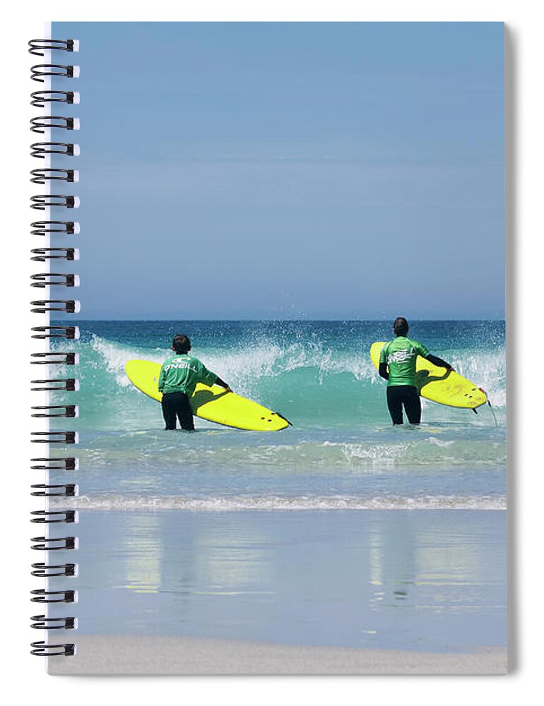 Cornwall Spiral Notebook featuring the photograph Beach Boys go surfing by Terri Waters