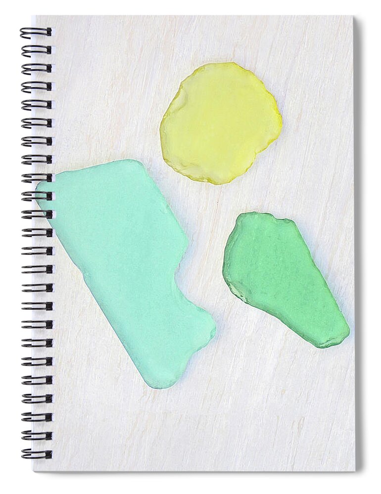 Beach Glass Spiral Notebook featuring the photograph Beach Glass Trio by Kathi Mirto