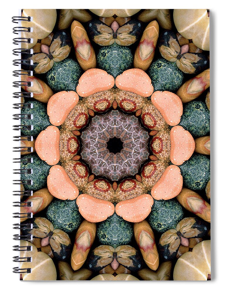 Mandala Spiral Notebook featuring the photograph Beach Pebble Mandala by Steve Satushek