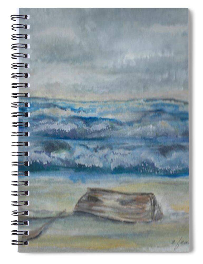 Ocean Spiral Notebook featuring the painting Beached by Claudette Carlton