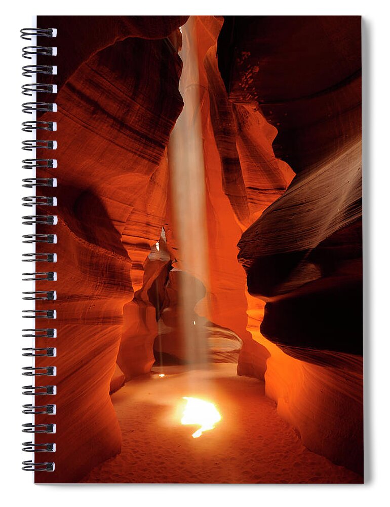Antelope Canyon Spiral Notebook featuring the photograph Beam In The Famous Upper Antelope Canyon by Wolfgang steiner