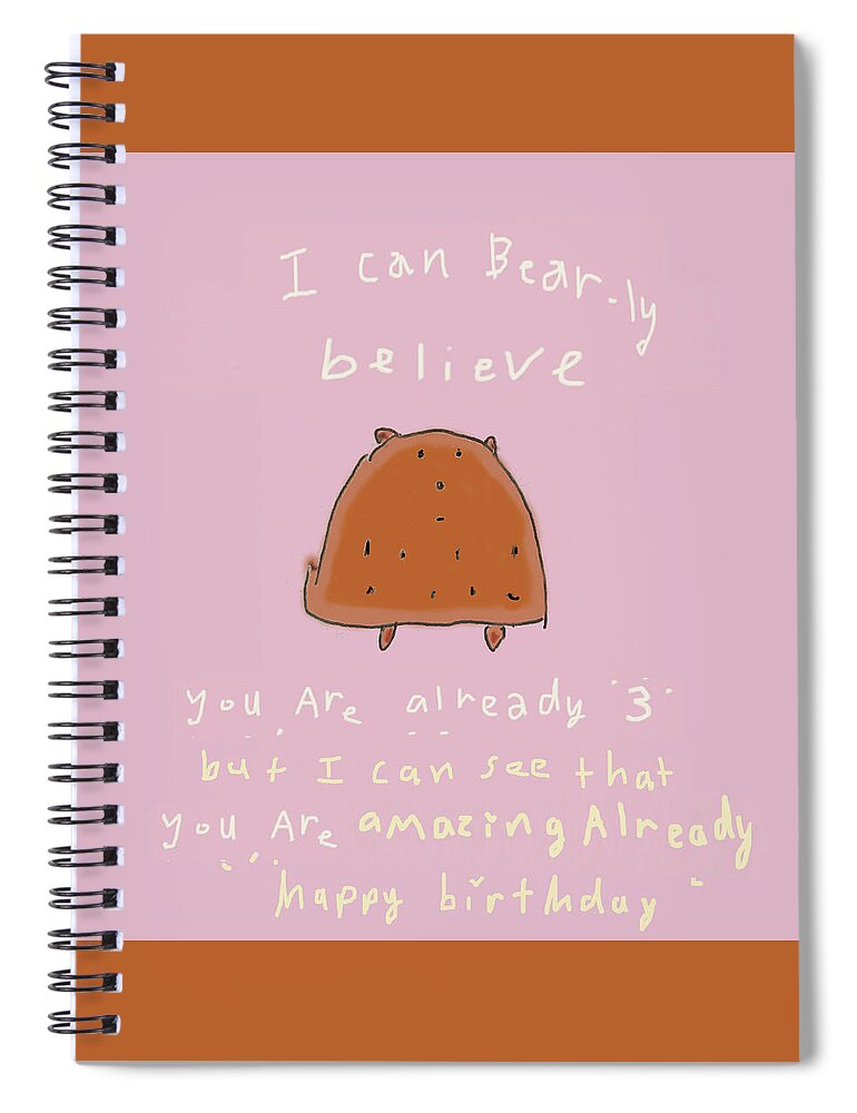 Whimsical Spiral Notebook featuring the digital art Bear Birthday by Ashley Rice