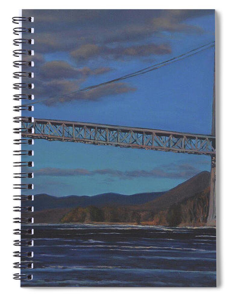 Bear Mountain Bridge Spiral Notebook featuring the painting Bear Mountain Bridge by Beth Riso