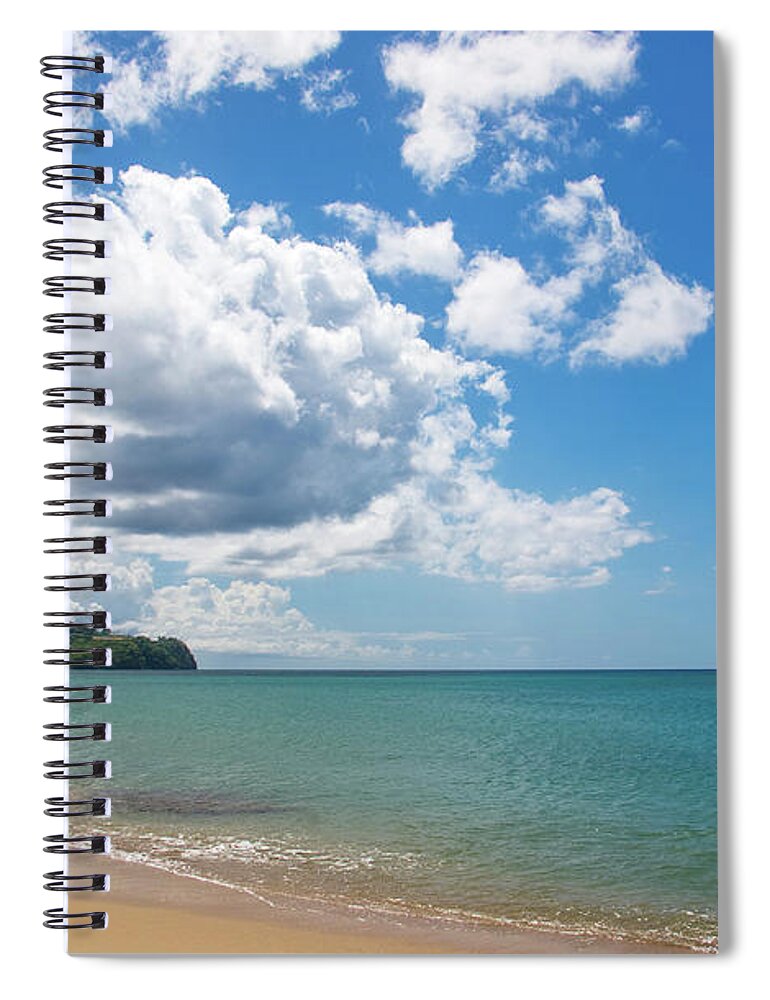 Water's Edge Spiral Notebook featuring the photograph Beautiful Beach And Dramatic Clouds by Jaminwell