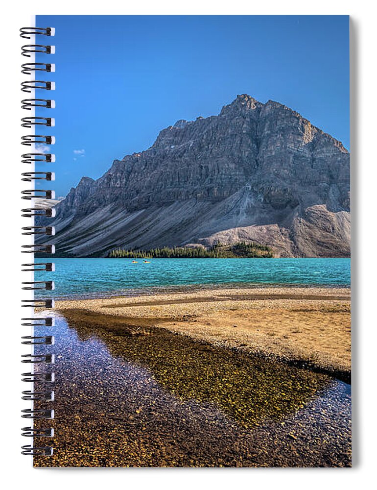 Alberta Spiral Notebook featuring the photograph Beautiful Bow Lake and Crowfoot Mountain by Andy Konieczny