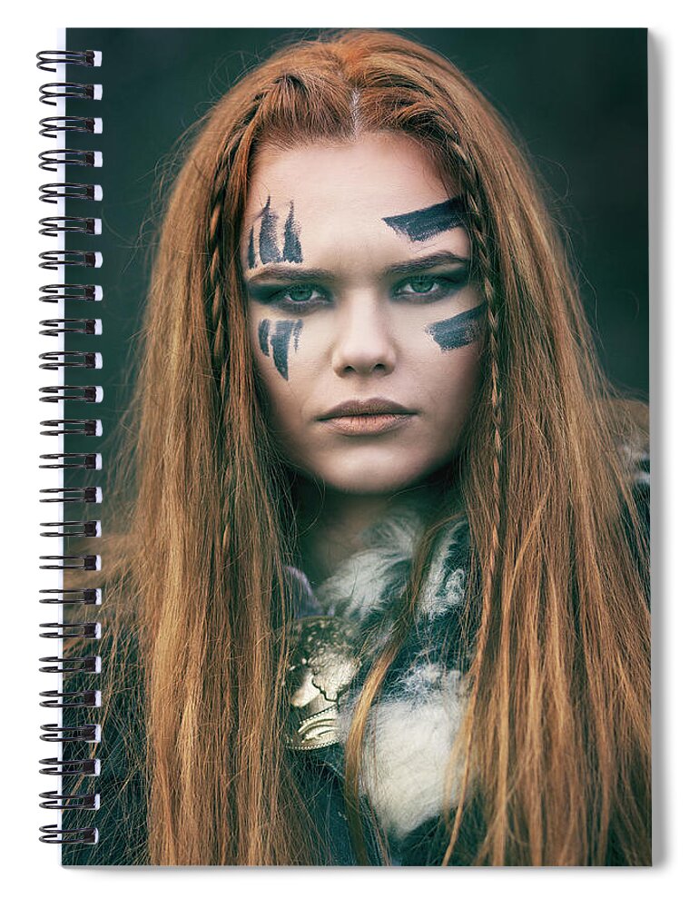 Beautiful mighty Viking warrior woman with red hair and green eyes Spiral  Notebook by Dan Rentea - Pixels