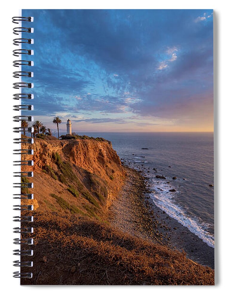 Architecture Spiral Notebook featuring the photograph Beautiful Point Vicente Lighthouse at Sunset by Andy Konieczny