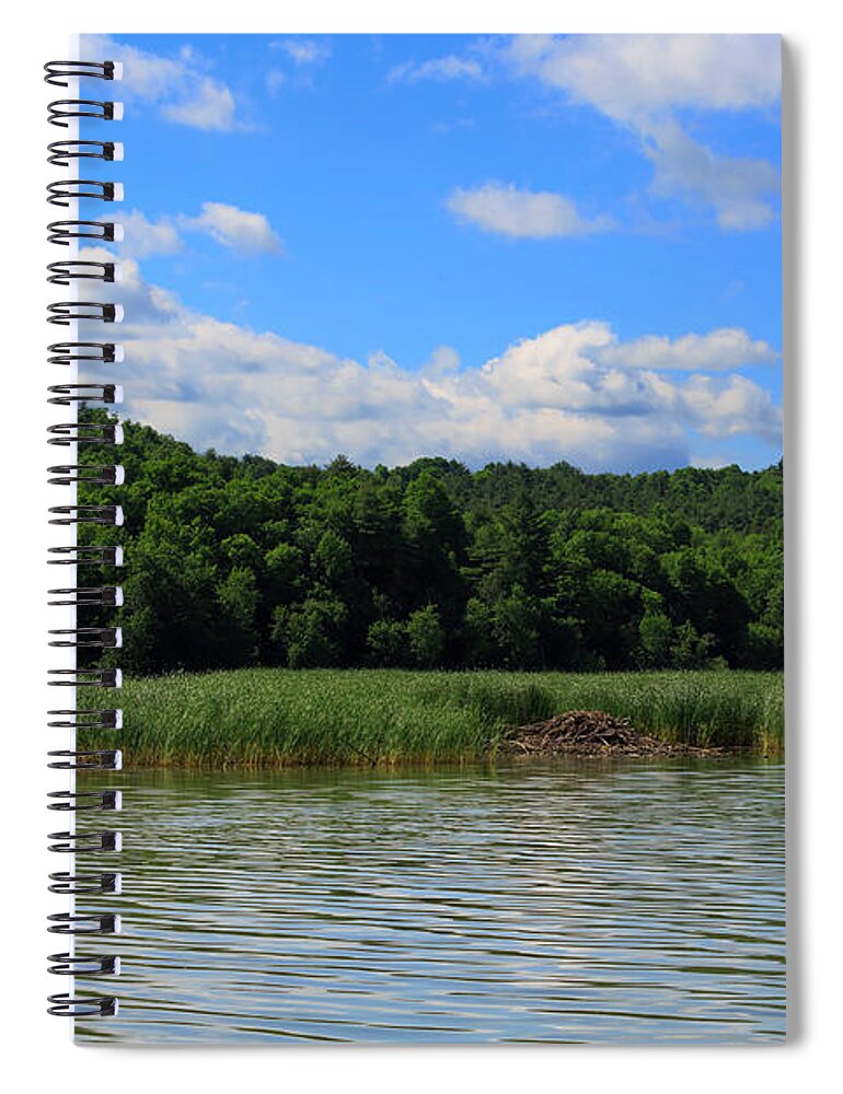 Beaver Lodge Spiral Notebook featuring the photograph Beaver lodge on Southern Lake Champlain New York by Louise Heusinkveld