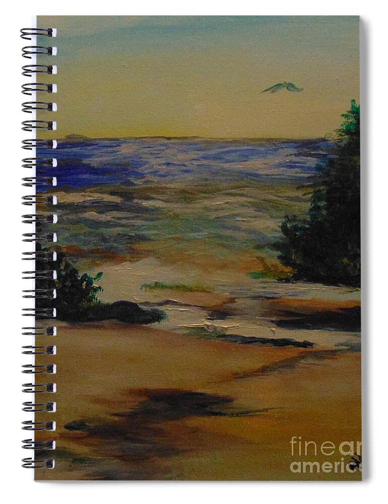 Plen Aire Spiral Notebook featuring the painting Before the Fog by Saundra Johnson