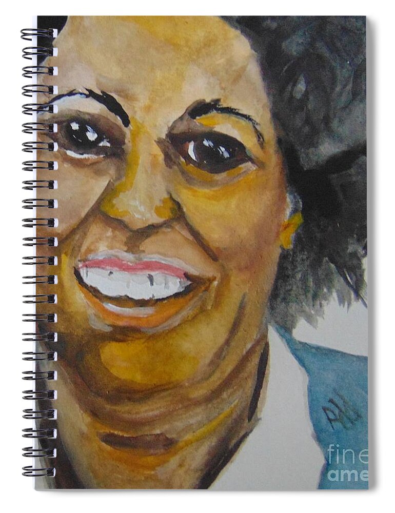 Toni Morrison Spiral Notebook featuring the painting Beloved Queen Toni by Saundra Johnson