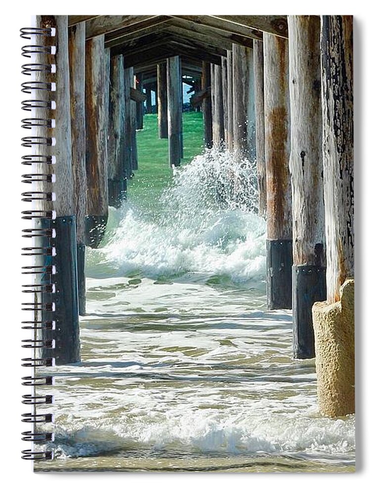 Below Spiral Notebook featuring the photograph Below The Pier by Brian Eberly
