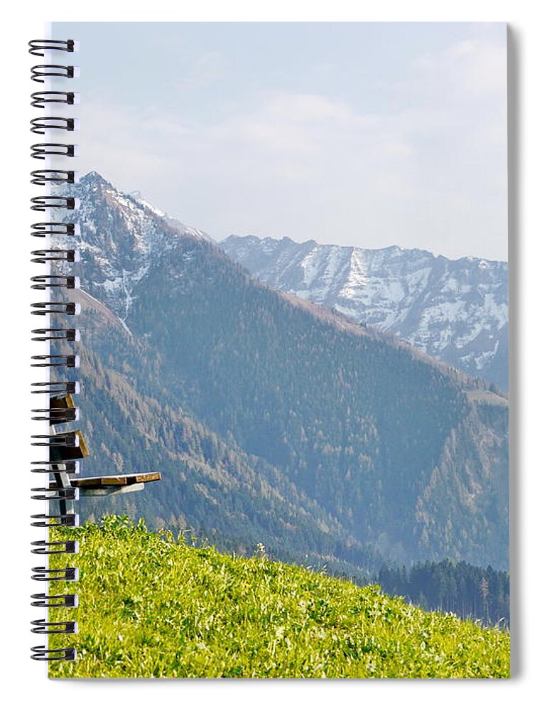 Scenics Spiral Notebook featuring the photograph Bench by Rolfo Eclaire