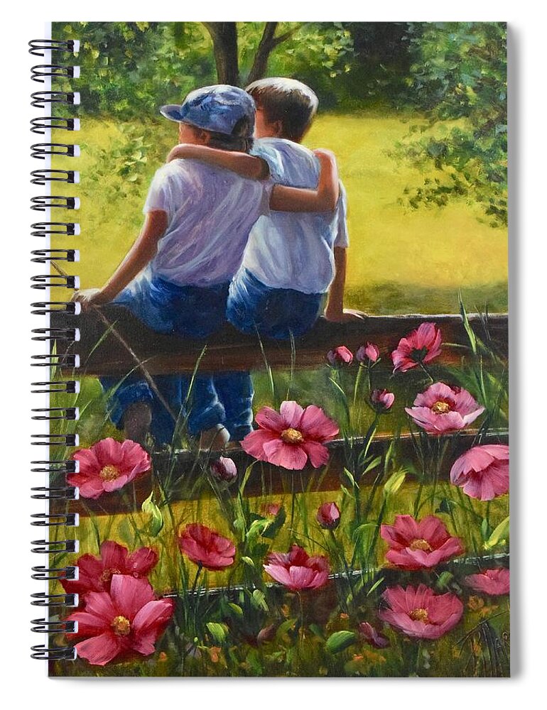Friends Spiral Notebook featuring the painting Best Buddies by Lynne Pittard