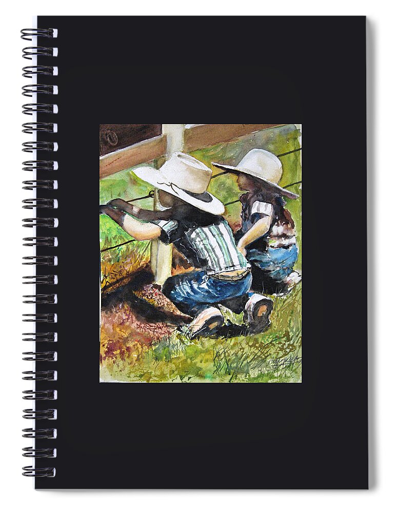 Children Spiral Notebook featuring the painting Best seat in the house. by Bobby Walters