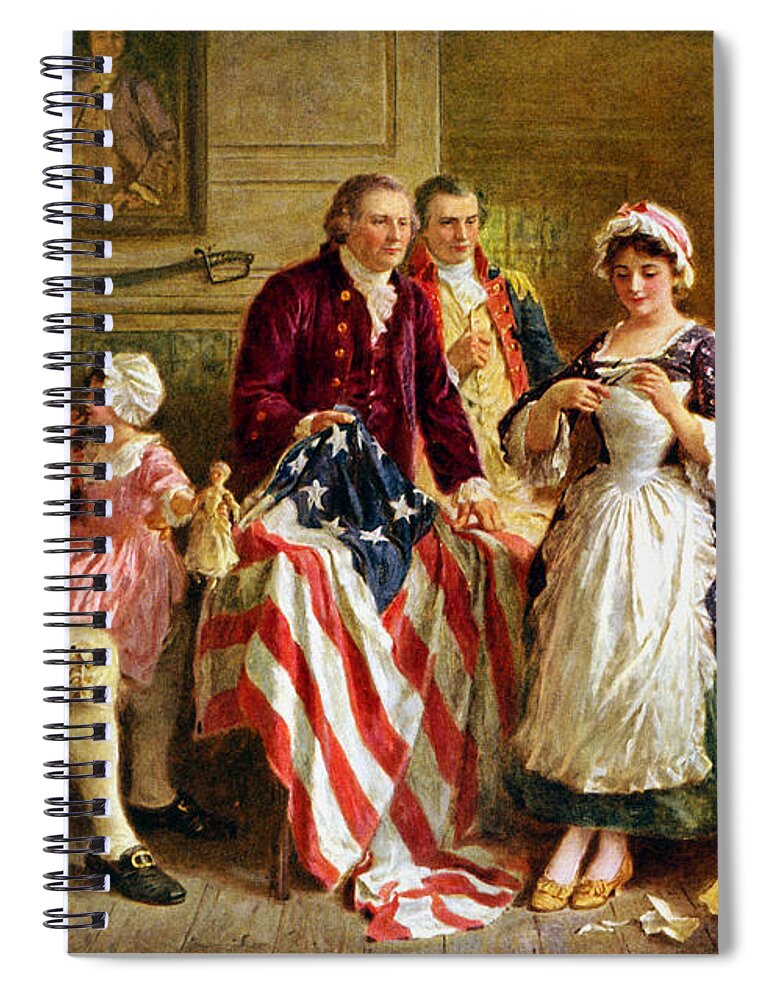 George Washington Spiral Notebook featuring the painting Betsy Ross and General George Washington by War Is Hell Store