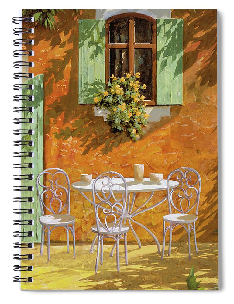 White Table Spiral Notebook featuring the painting Bianco Su Giallo by Guido Borelli