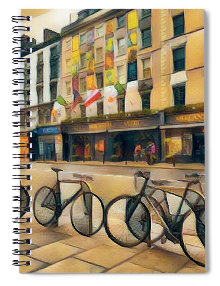 O'neill's Spiral Notebook featuring the photograph Bicycles on the Streets of Dublin by Debra and Dave Vanderlaan