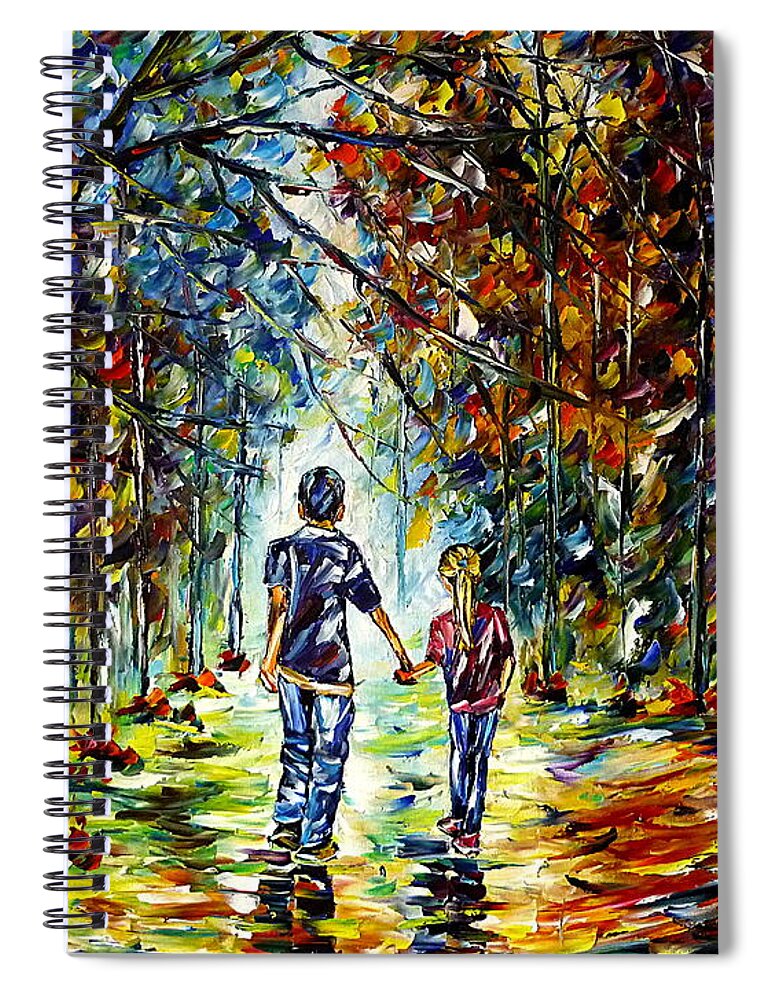 Children In The Nature Spiral Notebook featuring the painting Big Brother by Mirek Kuzniar