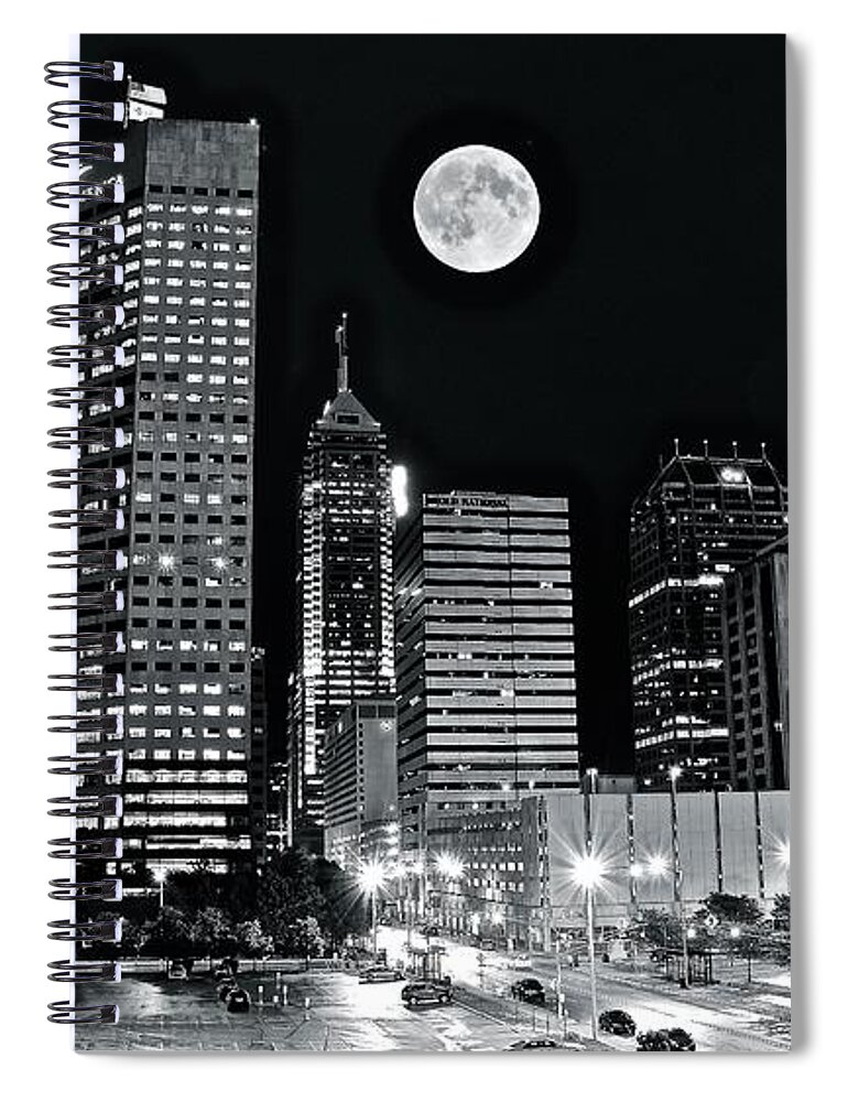 Indianapolis Spiral Notebook featuring the photograph Big Moon Indianapolis 2019 by Frozen in Time Fine Art Photography