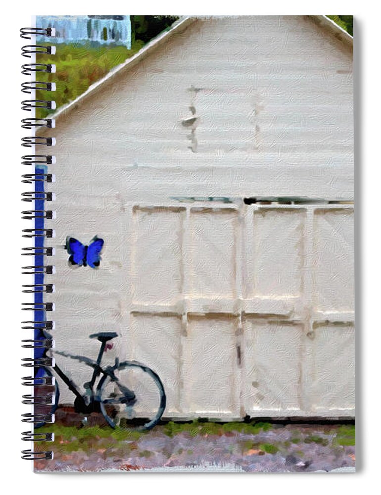North America Spiral Notebook featuring the photograph Bike Against Garage by Darryl Brooks