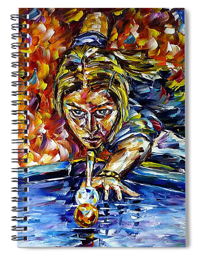 Billiards Lovers Spiral Notebook featuring the painting Billiard Player II by Mirek Kuzniar