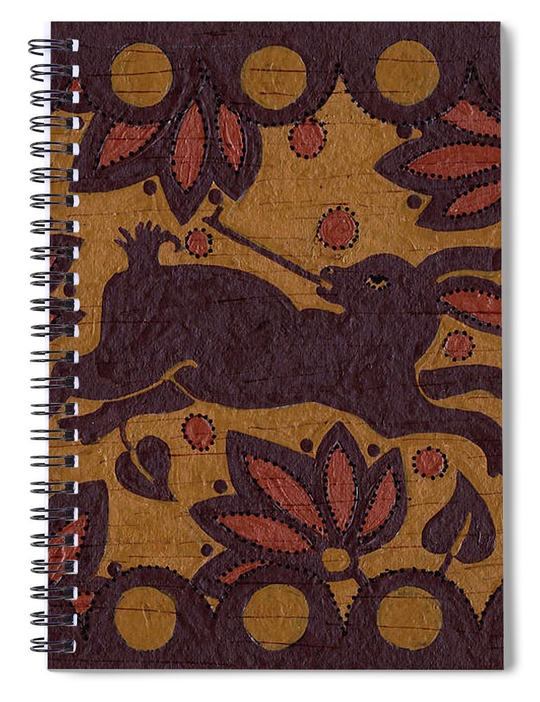 Native American Spiral Notebook featuring the painting Birch Bark - Confident Rabbit by Chholing Taha