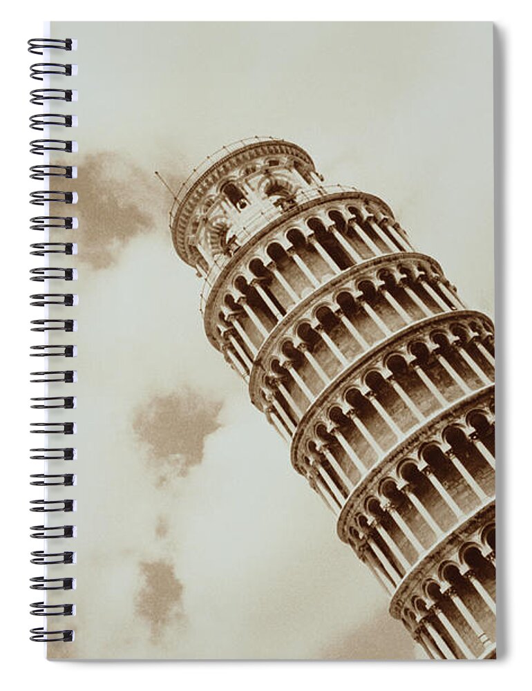 One Animal Spiral Notebook featuring the photograph Bird And Leaning Tower Of Pisa by Kritina Lee Knief