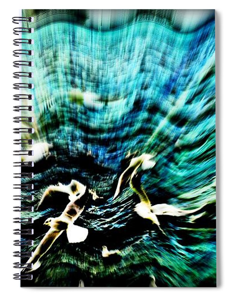 Sea Spiral Notebook featuring the digital art Mirrors of Infinity by Alexandra Vusir
