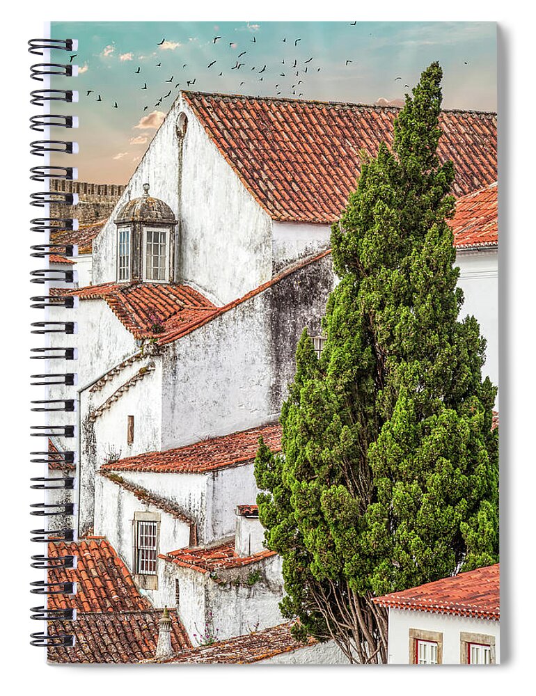 Castle Spiral Notebook featuring the photograph Birds Over Obidos by David Letts