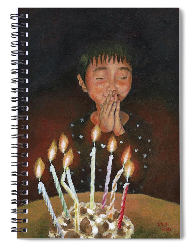 Birthday Wish Spiral Notebook featuring the painting Birthday Wish by Helian Cornwell