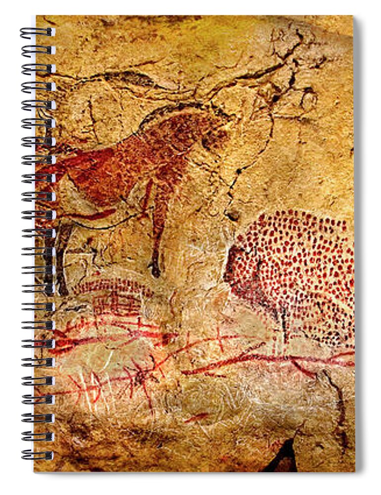Bison Spiral Notebook featuring the digital art Bisons Horses and other animals by Weston Westmoreland