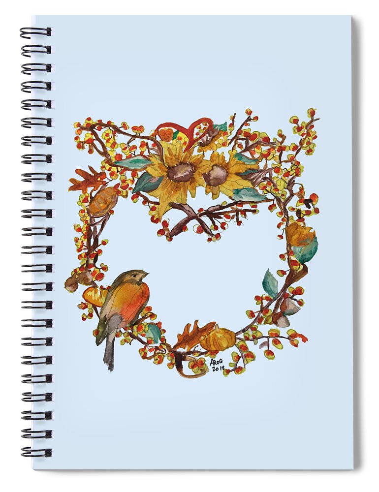 Bittersweet Spiral Notebook featuring the painting Bittersweet Wreath by AHONU Aingeal Rose