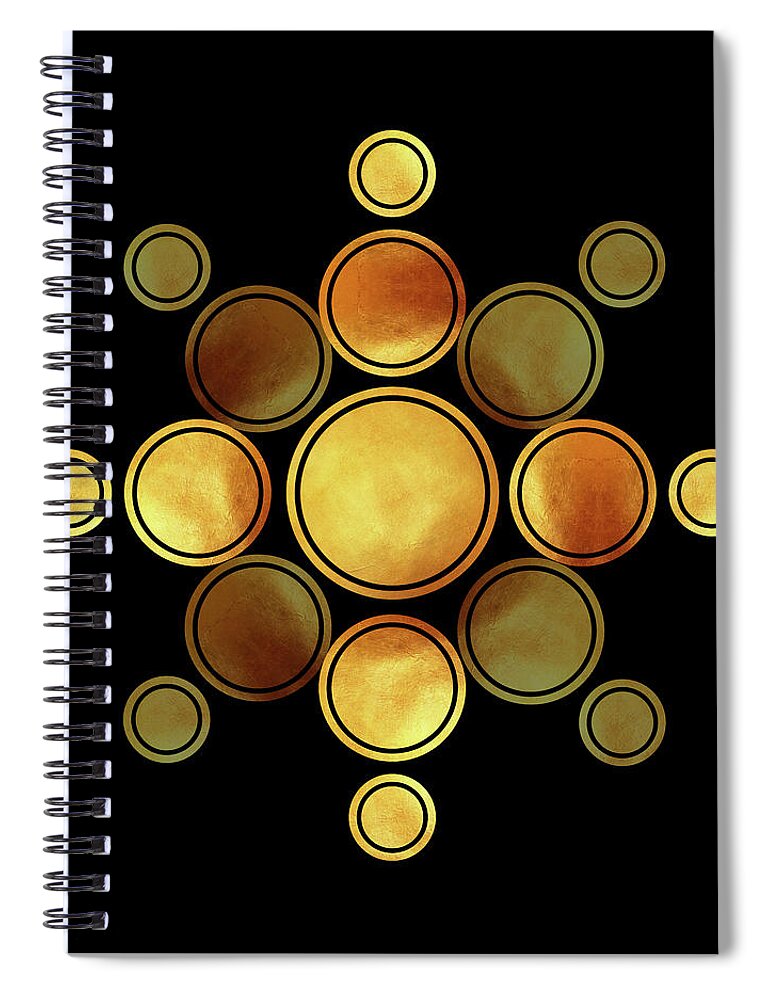 Modern Abstract Spiral Notebook featuring the mixed media Black and Gold Abstract - Modern Geometric Abstract - Pattern Design - Art Deco Abstract 2 by Studio Grafiikka