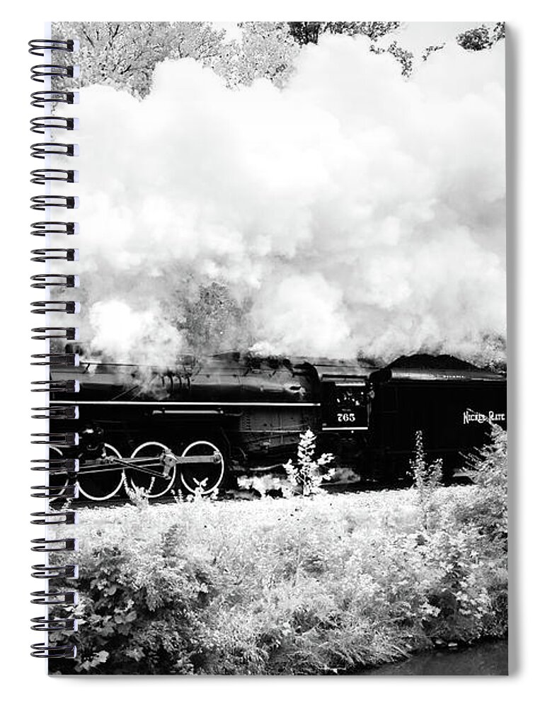 765 Spiral Notebook featuring the photograph Black and White Train by Michelle Wittensoldner