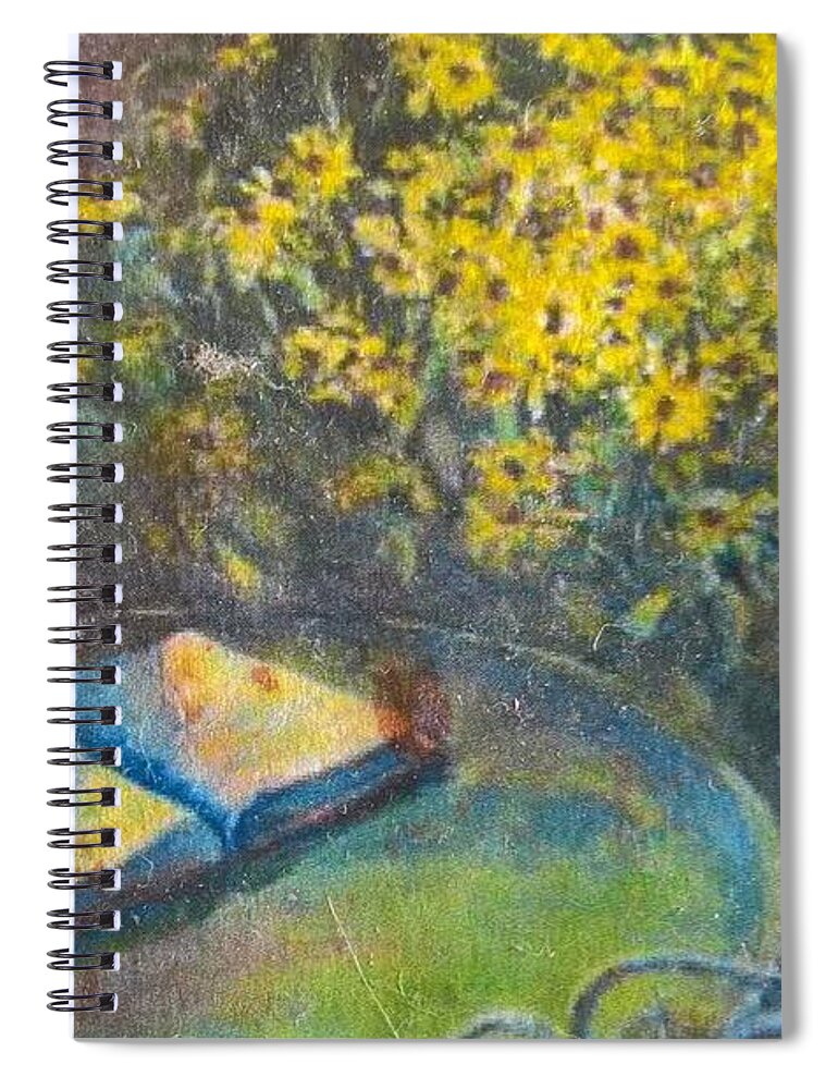 Bible Spiral Notebook featuring the painting Black-Eyed Susans and Bible Study by ML McCormick