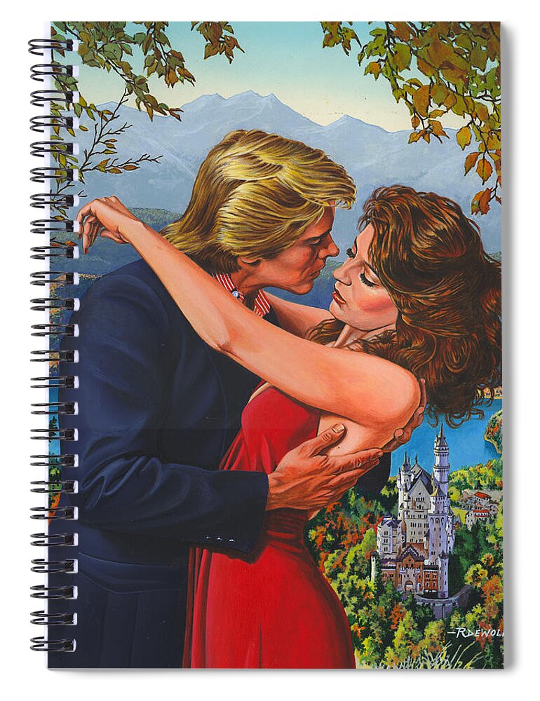 Kiss Spiral Notebook featuring the painting Black Forest Romance by Richard De Wolfe