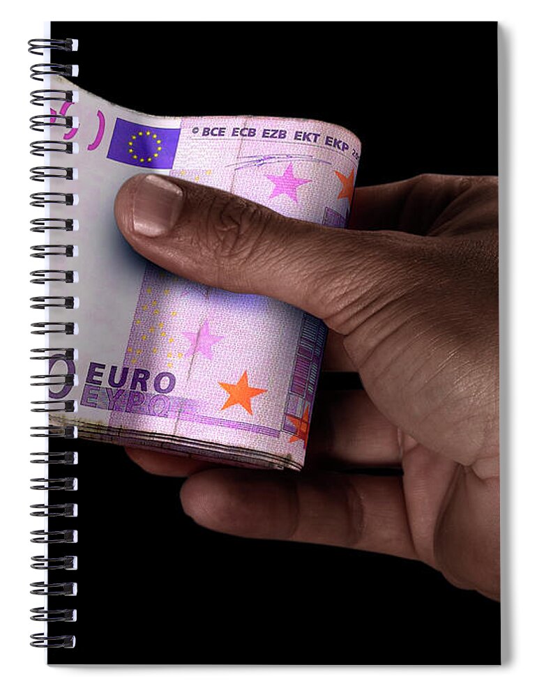 Black Hand And Euro Cash Spiral Notebook by Allan Swart - Fine America