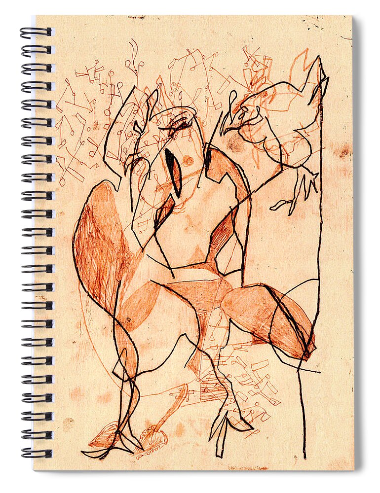 Light Red Spiral Notebook featuring the digital art Black Ivory 1 Tinted Pencil Light Red 26 by Edgeworth Johnstone