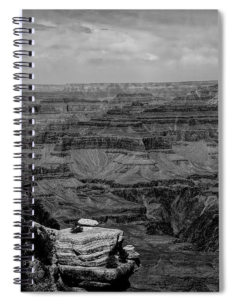 Grand Canyon Spiral Notebook featuring the photograph Black White Panorama Grand Canyon by Chuck Kuhn